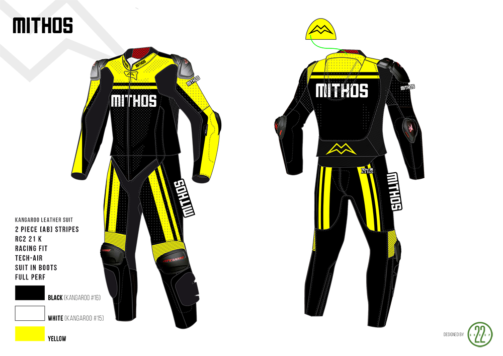 Mithos - Kangaroo Leather Suit - 2-Piece [AB] Stripes Racing Fit Design