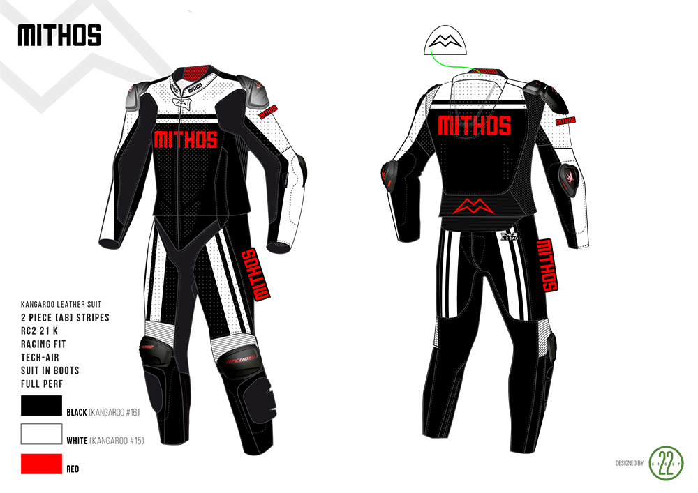 Mithos - Kangaroo Leather Suit - 2-Piece [AB] Stripes Racing Fit Design