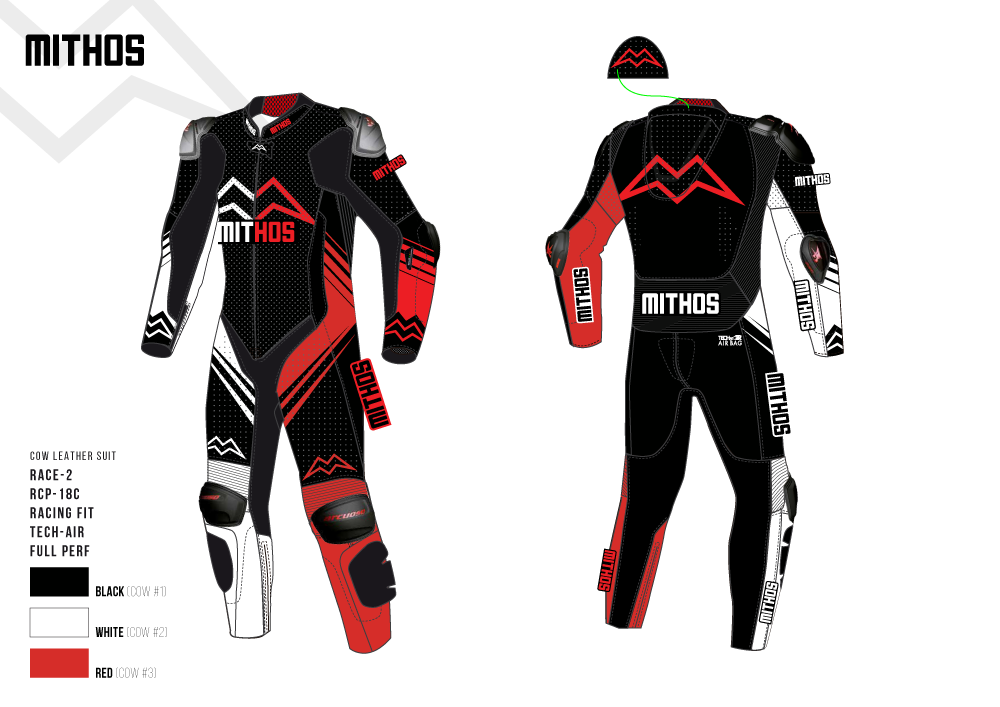Mithos - Semi-Custom Cow Leather Suit - Race-2 Racing Fit Design